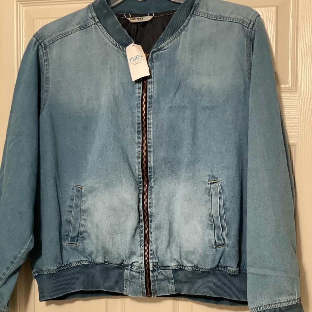 NWT Rue+ Chambray Denim Bomber Jacket